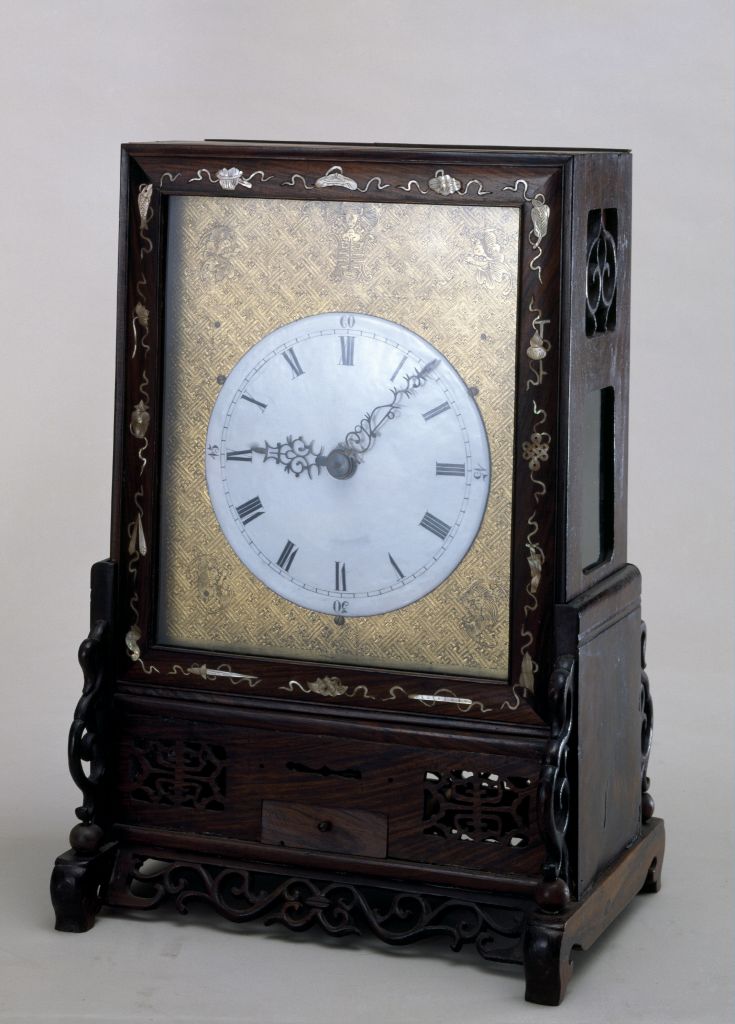 图片[1]-Red sandalwood inlaid with mother-of-pearl inlaid screen clock-China Archive